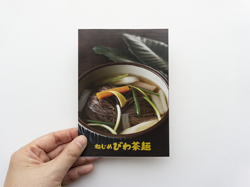 びわ茶麺：パンフレットのデザイン